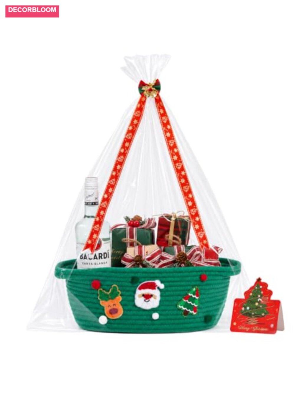 Woven Rope Small Christmas Gift Basket Empty with Handle